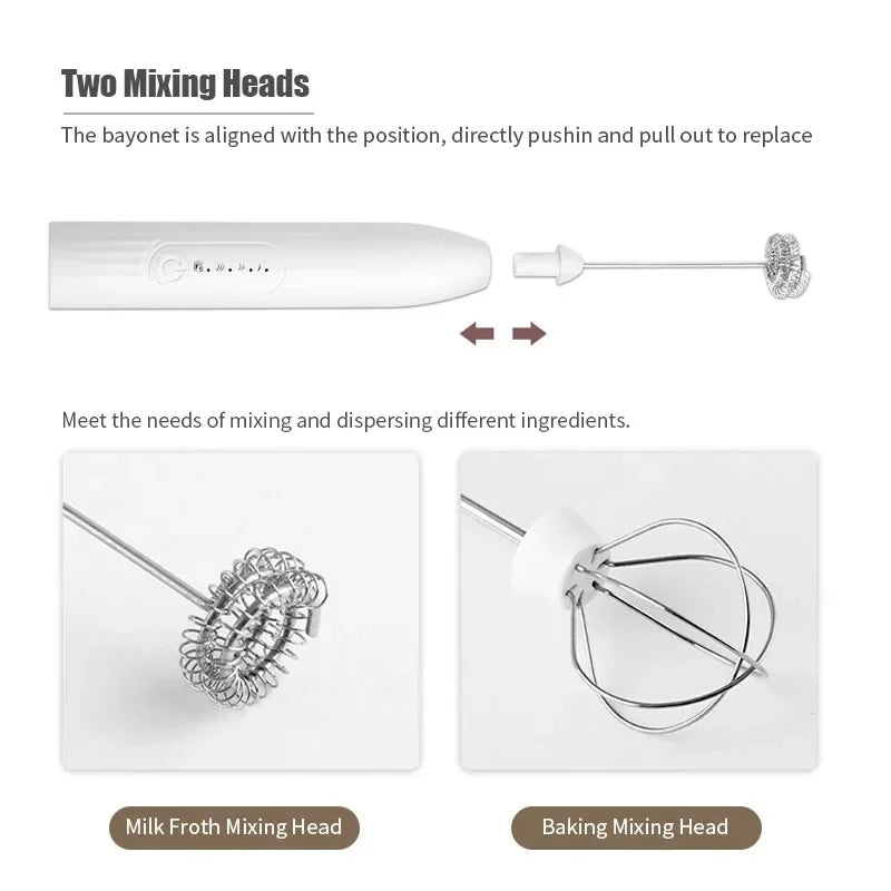 Cordless Milk Mixer and Mini Coffee Egg Beater Kitchen Gadget