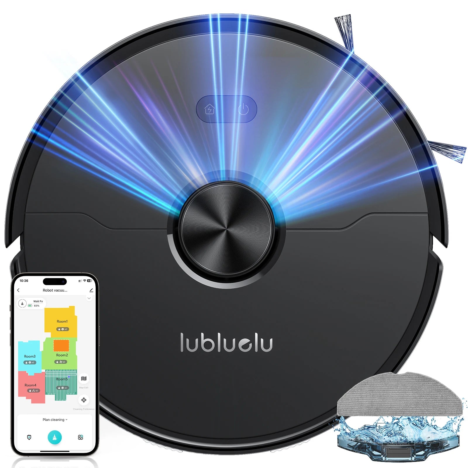 Lubluelu L15 Ultra 3-in-1 Robot Vacuum Mop Combo with LiDAR Navigation 5500Pa Suction Auto-Charging Smart APP 24 No-go Zones