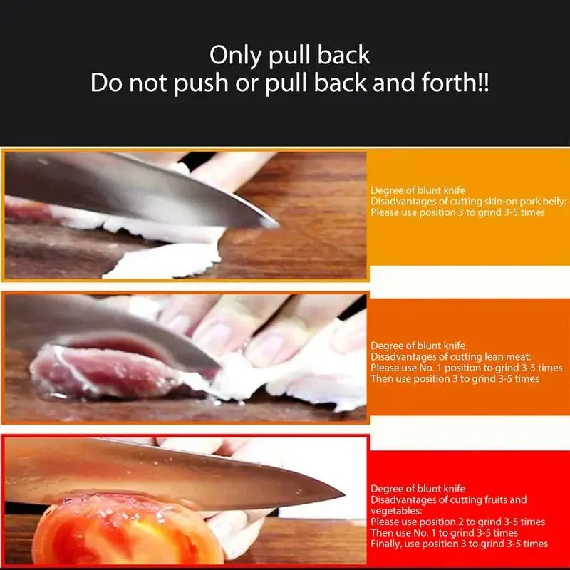 Kitchen Knife Sharpener - 4 Segment Multifunctional with Non-Slip Base for Portable Household Use