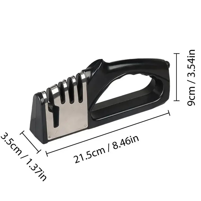 Kitchen Knife Sharpener - 4 Segment Multifunctional with Non-Slip Base for Portable Household Use