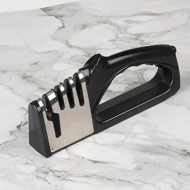 Kitchen Knife Sharpener - 4 Segment Multifunctional with Non-Slip Base for Portable Household Use
