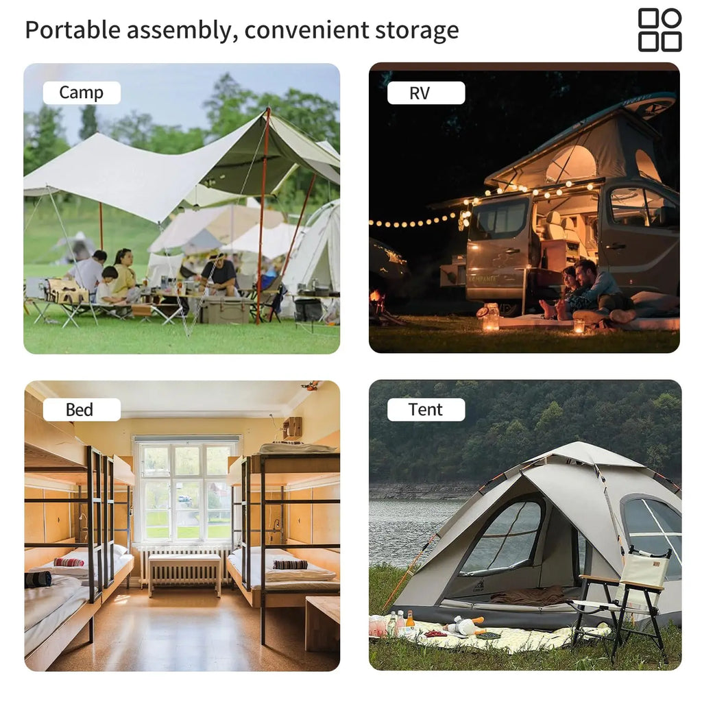 XIAOTREE Portable Ceiling Fan with LED Light Mini DC 5V USB Tent Fans for RV 16.5Inch USB Ceiling Fan Hanging Camping Tent Bed