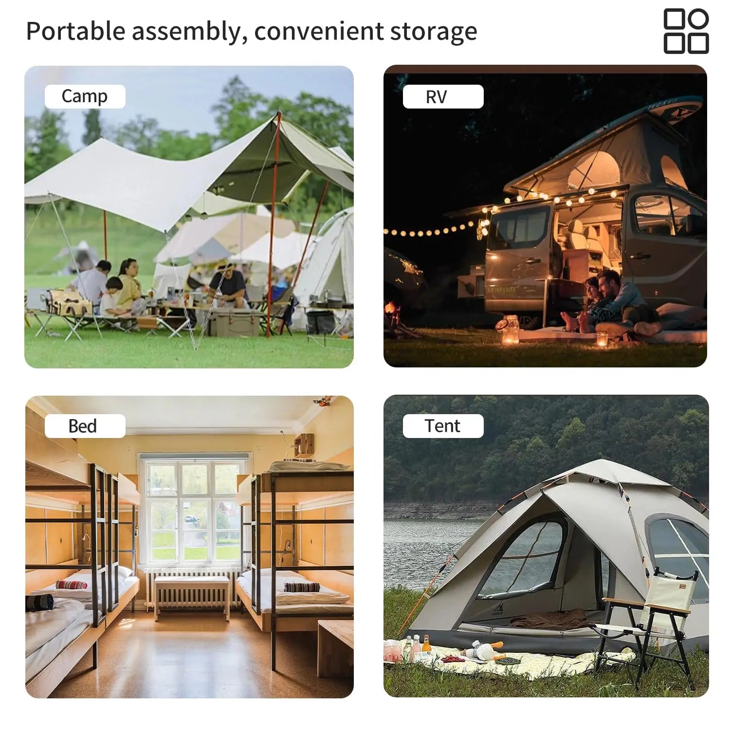XIAOTREE Portable Ceiling Fan with LED Light Mini DC 5V USB Tent Fans for RV 16.5Inch USB Ceiling Fan Hanging Camping Tent Bed
